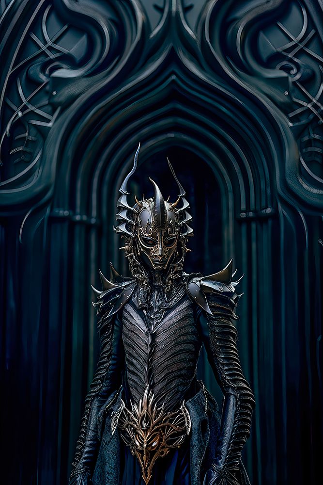 Alien warrior in armor. AI Generated.